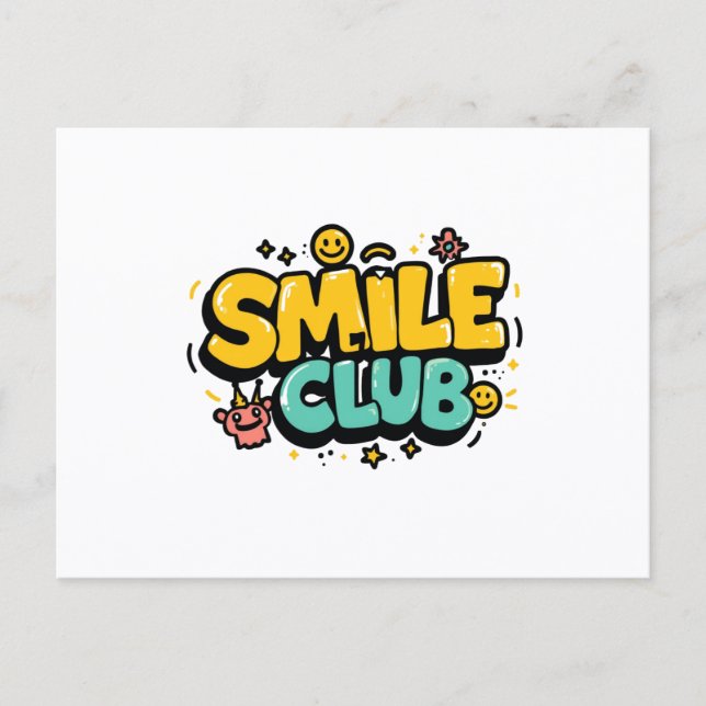 Smile Club Söt Serietypografi Inbjudan Vykort (Framsida)