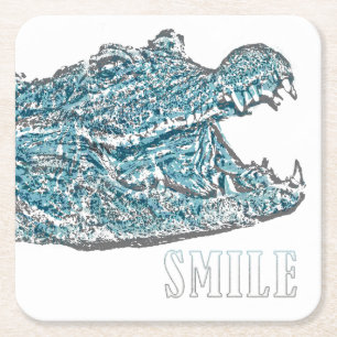 Smile Crokodile Underlägg Papper Kvadrat