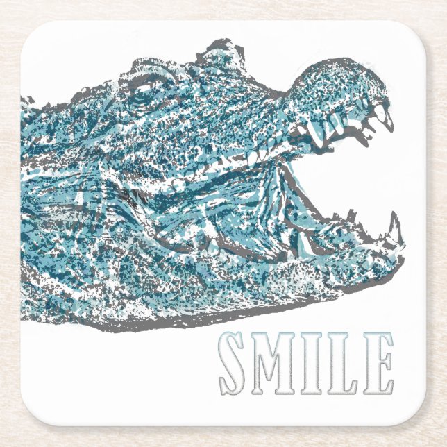 Smile Crokodile Underlägg Papper Kvadrat (Framsidan)