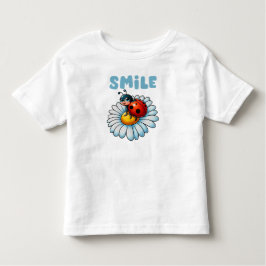 Smile, Cute Ladybug på en Daisy Flower Kids T Shirt