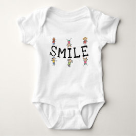 Smile Cute Tecknad Stick figur Barn spelar T Shirt