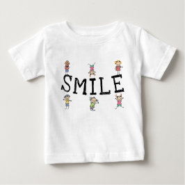 Smile Cute Tecknad Stick figurer Barn spelar T Shirt