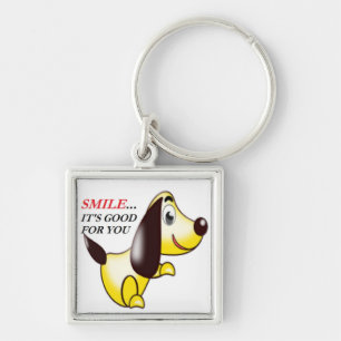 SMILE ... DET ÄR BRA FÖR DIG FYRKANTIG SILVERFÄRGAD NYCKELRING
