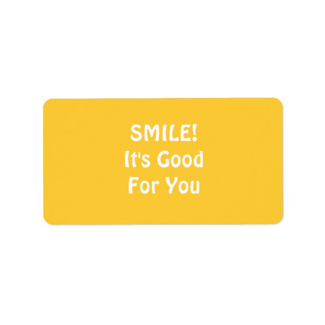 SMILE! Det är Bra för dig. Gult. Adressetikett (Framsidan)