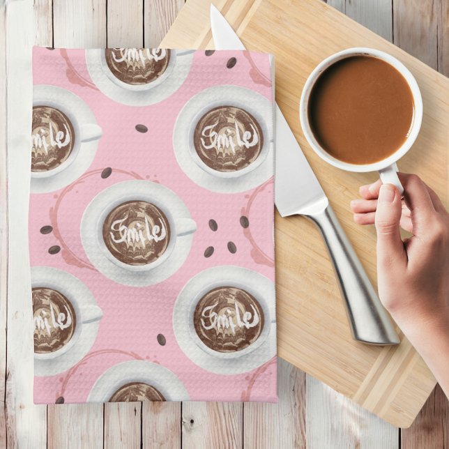 Smile Det är dags för kaffe - High Tea Rosa Kökshandduk (Coffee kitchen towel )