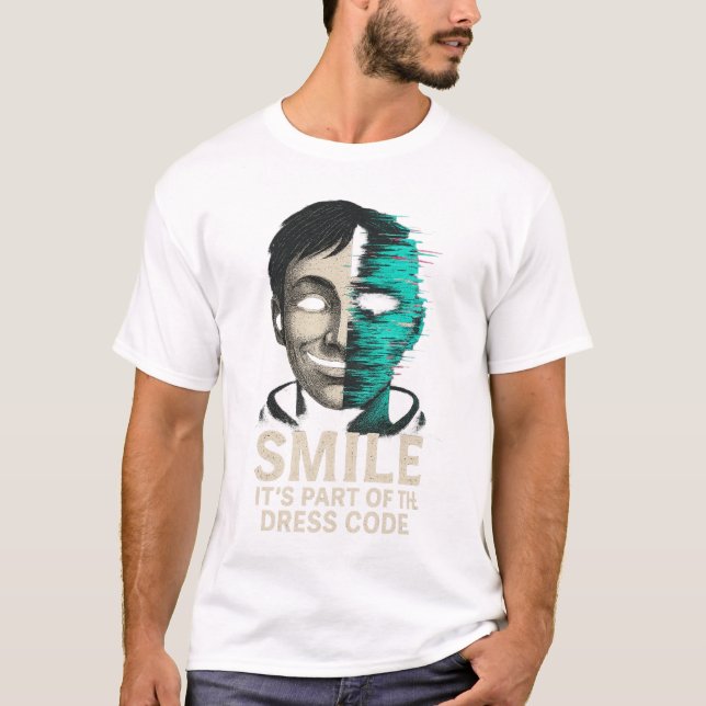 Smile Dress Code Digital Glitch T Shirt (Framsida)
