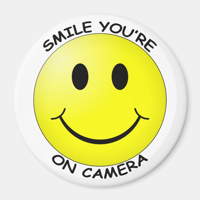Smile Du är på kameravrunda magnet (stor) (Framsidan)
