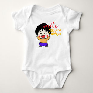 Smile du är unik – Söt tecknad baby bodysuit  T Shirt