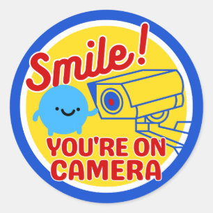 Smile du befinner dig på kameran runt klistermärke