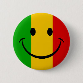 Smile Emoji Ansikte Rasta Flagga Randig Knapp
