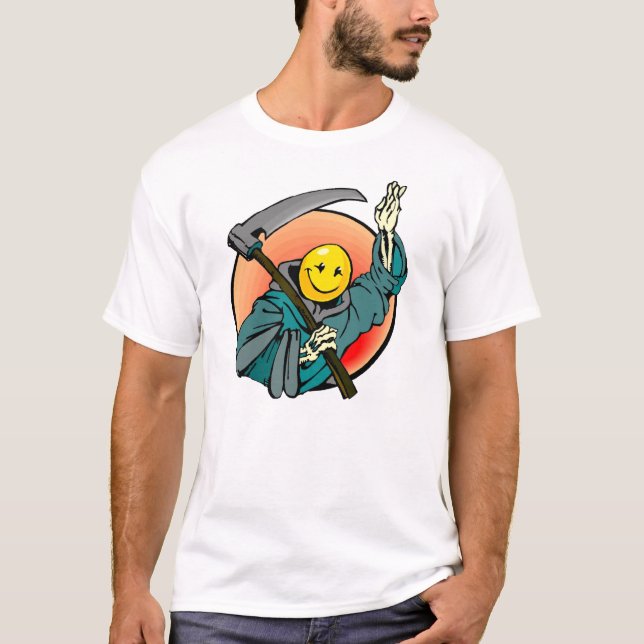 Smile Emoji Grim Reaper T-shirt (Framsida)