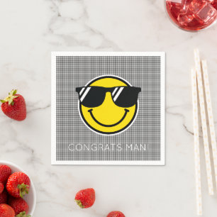 Smile Emoji Lycklig Ansikte ADD OWN TEXT Gingham C Pappersservett