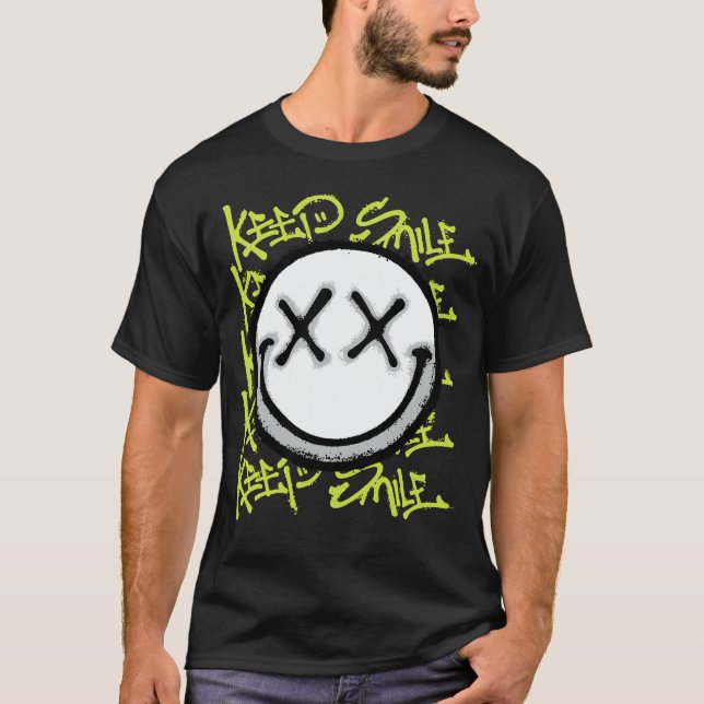 Smile Face Crossed Eyes streetwear T Shirt (Framsida)