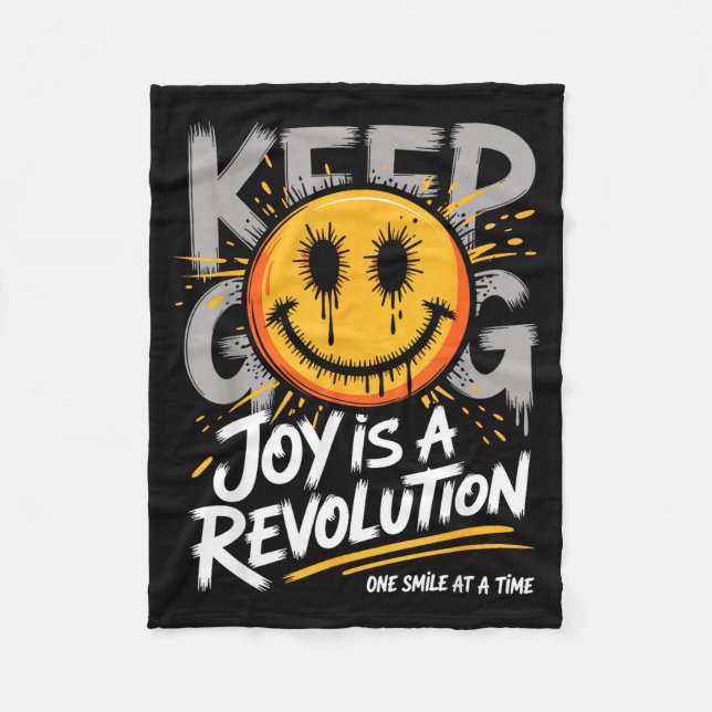 Smile Face Optimism Good Energy Mental Health Awar Fleecefilt (Framsidan)