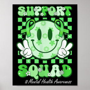 Smile Face Ribbon Support Squad Psykisk Hälsa Medv Poster