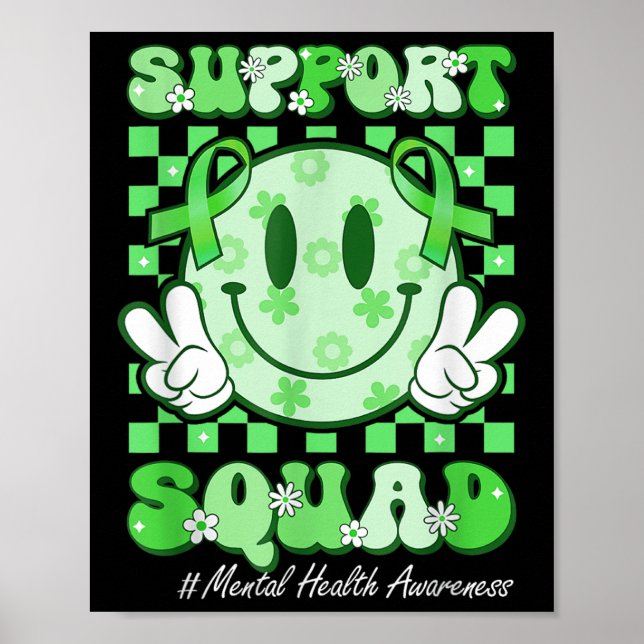 Smile Face Ribbon Support Squad Psykisk Hälsa Medv Poster (Framsidan)