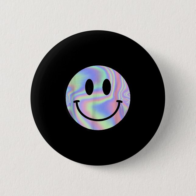 Smile Face Shirt Happy Smiling Face Rave Edm Music Knapp (Framsida)