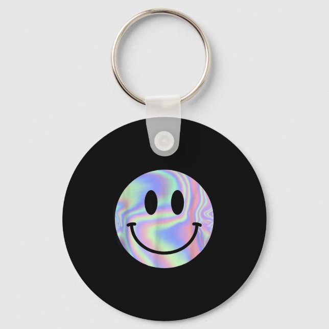 Smile Face Shirt Happy Smiling Face Rave Edm Music Nyckelring (Framsida)