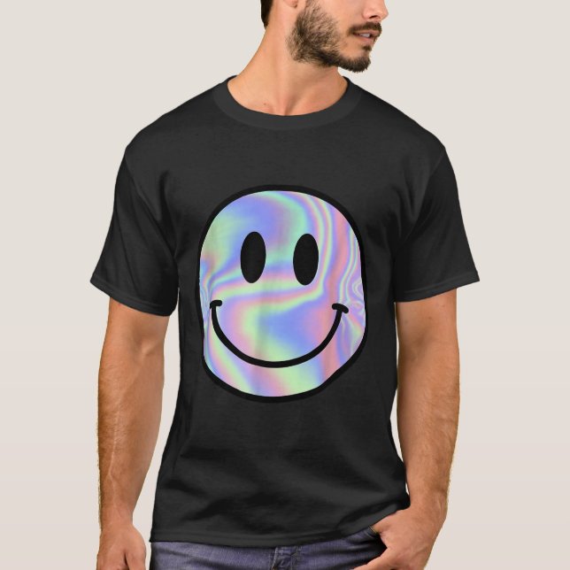 Smile Face Shirt Happy Smiling Face Rave Edm Music T Shirt (Framsida)