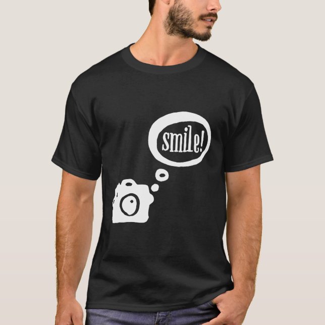 Smile Funny Cute Photographer Camera Bild Shirt T (Framsida)
