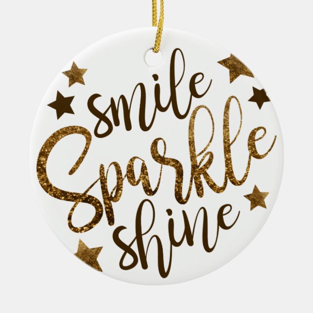 SMILE GNISTRA SHINE, GOLDEN GLITTER STAR JULGRANSPRYDNAD KERAMIK (Framsidan)