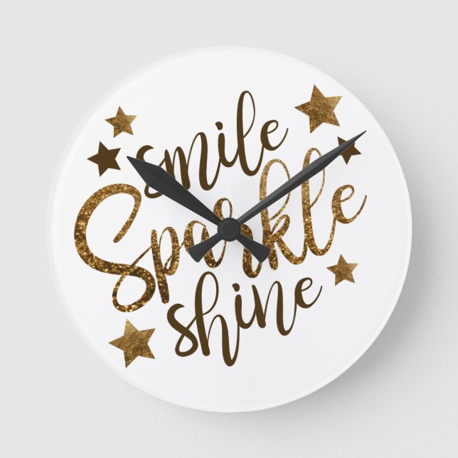 Smile Gnistra Shine Inspirational Wall Rund Klocka (Framsida)