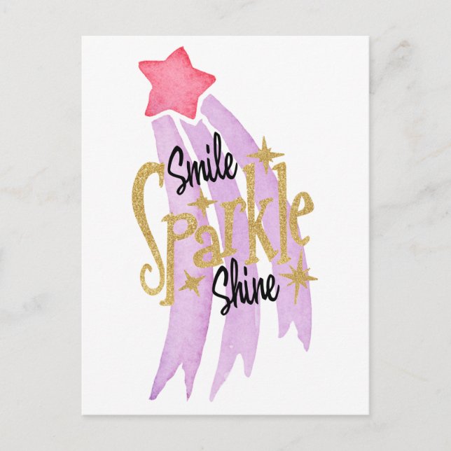 Smile Gnistra Shine Star Ord Art Vykort (Framsida)