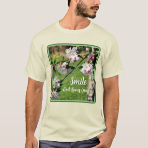 Smile Gud älskar dig Blommor Inspirerande T Shirt