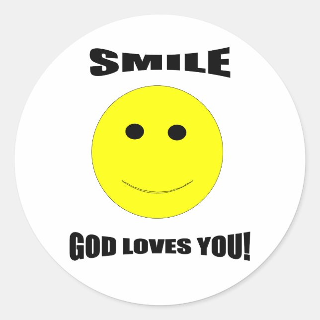 Smile Gud Kärlek, du Sticker Runt Klistermärke (Framsida)