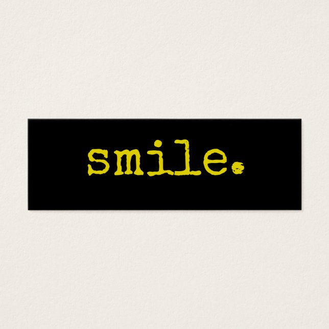 Smile Gult Black Typography Litet Visitkort (Framsidan)