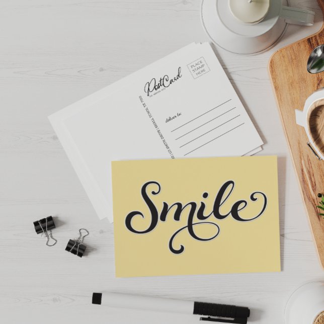 Smile Gult Lycklig Säg Hej Retro Roligt Vykort (Skapare uppladdad)