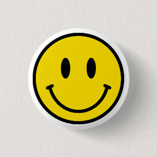 Smile Gult Red Black White Lycklig Ansikte Emoji Knapp