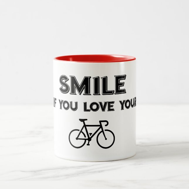 Smile If You Love Your Bike Två-Tonad Mugg (Center)
