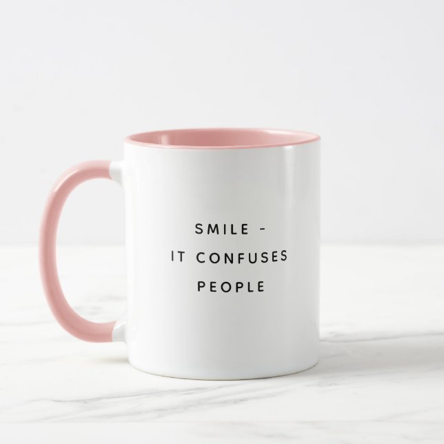Smile It Confuses People Happy Humorous Mug Mugg (Vänster)