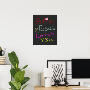 ‘Smile Jesus älskar dig’ Färgrik skrift Poster