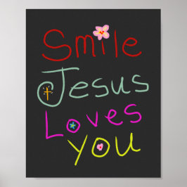 ‘Smile Jesus älskar dig’ Färgrik skrift Poster