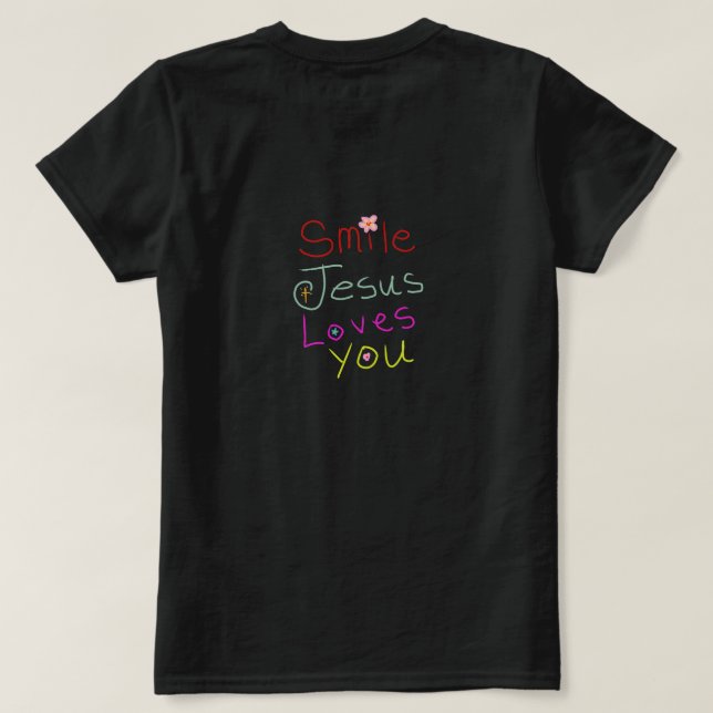 ‘Smile Jesus älskar dig’ kristen citat T Shirt (Design baksida)