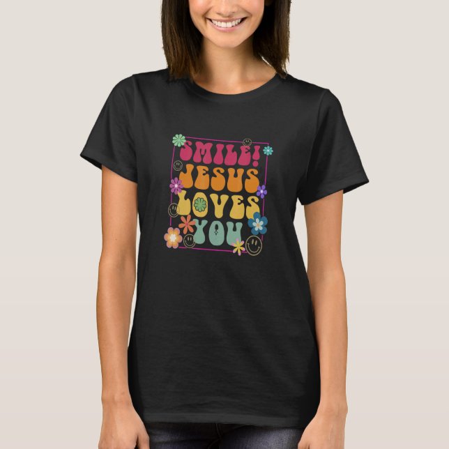 Smile Jesus Kärlek You Christian Faith Jesus T Shirt (Framsida)