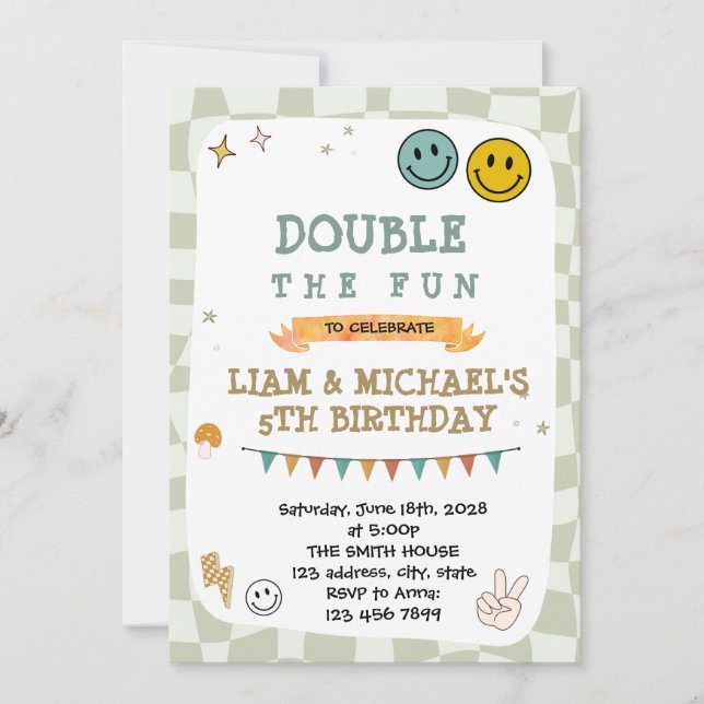 Smile joint födelsedagsinbjudan inbjudningar (Framsida)