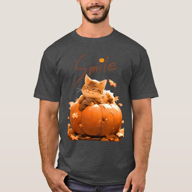 Smile Kattunge Halloween-vänner T Shirt (Framsida)