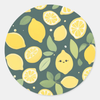 Smile Lemon Sticker Runt Klistermärke