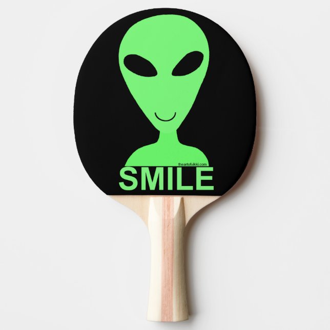 Smile Lycklig Alien Geek Humor Little Grönt Manar Pingisracket (Framsidan)