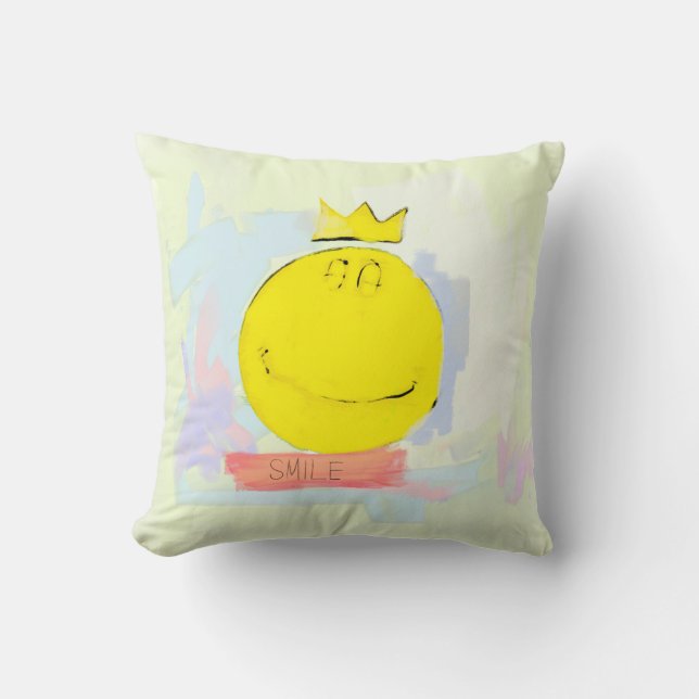 SMILE Lycklig Ansikte T-Shirt Kudde (Framsida)