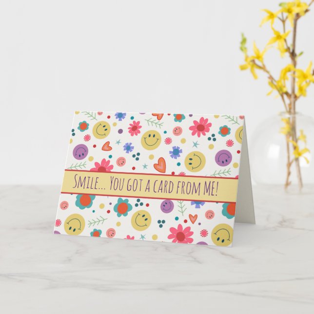 Smile Lycklig Cute Roligt Inspiritivity Hearwers F Kort (Gul blomma)