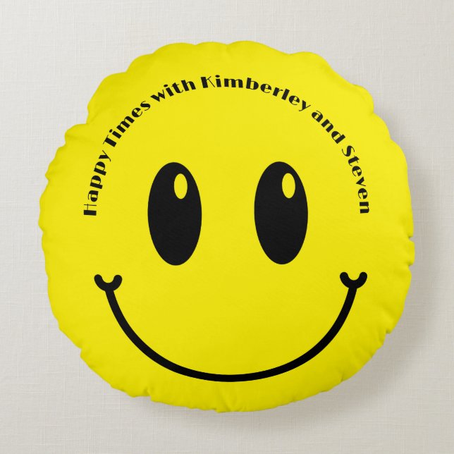 Smile Lycklig par Valentine Smily Ansikte Rund Kudde (Framsidan)