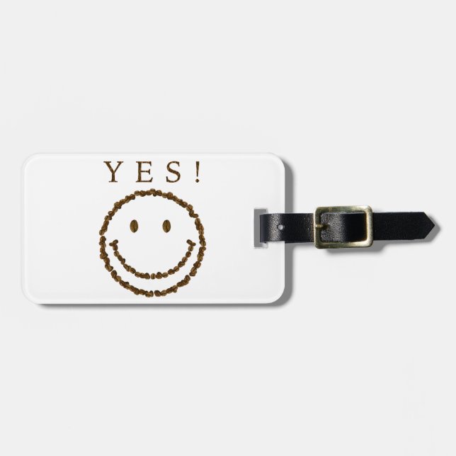 Smile med kaffebönor bagagebricka (Horisontell Framsida)