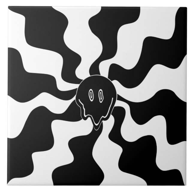 Smile Melt - Black and White Kakelplatta (Framsidan)