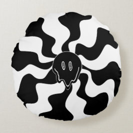 Smile Melt - Black and White Rund Kudde