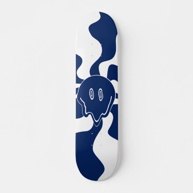 Smile Melt in Blue and White Mini Skateboard Bräda 18,5 Cm (Framsida)