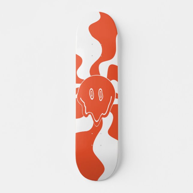 Smile Melt in Orange & White Mini Skateboard Bräda 18,5 Cm (Framsida)